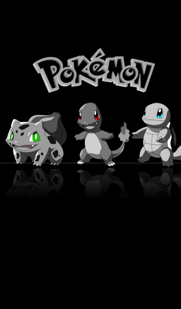 Серые покемоны на черном фоне