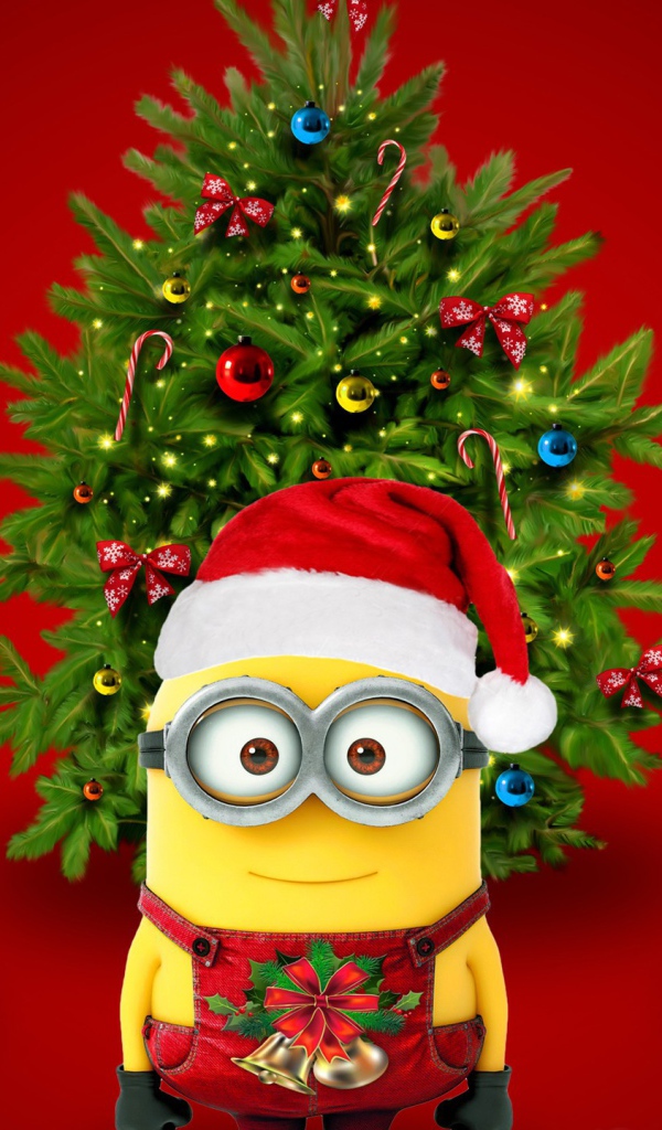 Миньоны у новогодней елки