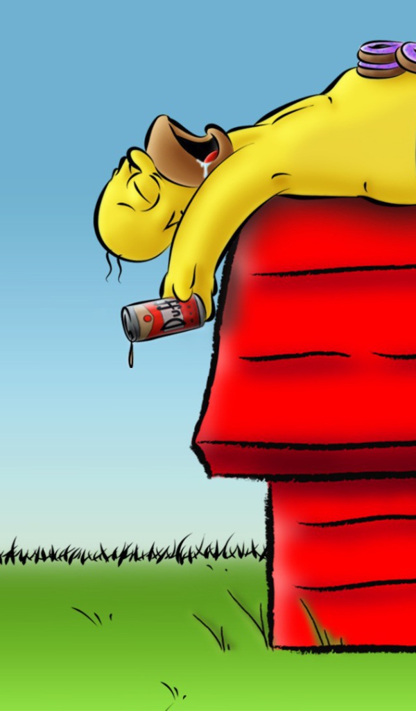 Симпсон спит на собачьей будке