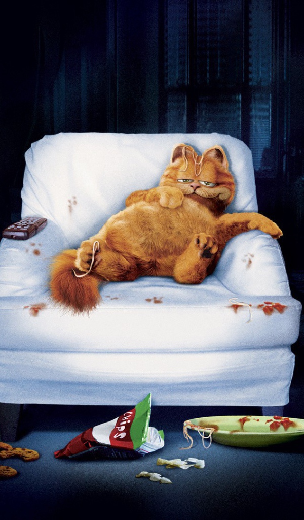 Неряшливый Гарфилд на кресле