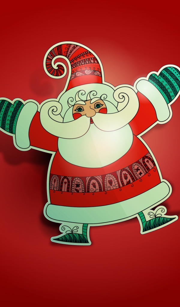 Дед Мороз на красном фоне