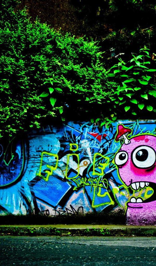 Граффити на стене парка