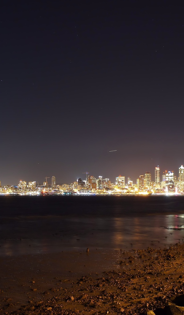 Ночное сияние города Сиэтл, США