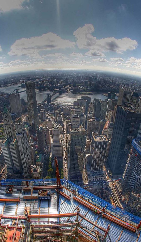 Панорама Нью-Йорка через линзу рыбий глаз