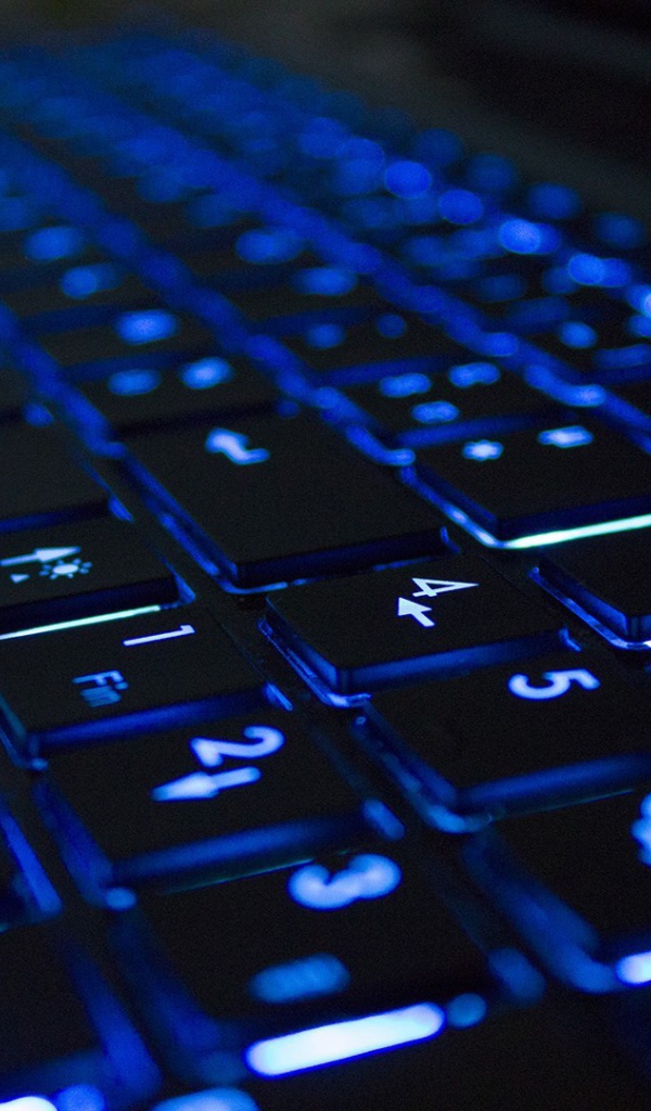 Blue neon backlit keyboard