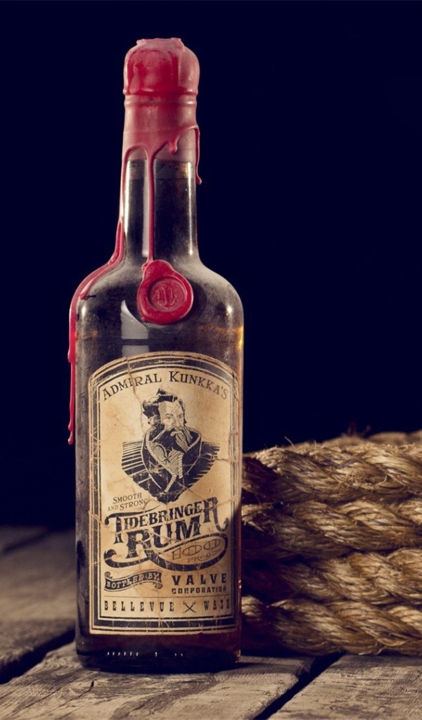 Бутылка рома и корабельный канат