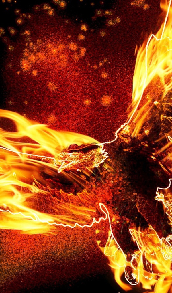 Птица орел в огне