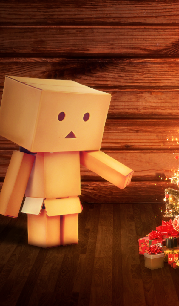 Картонный человечек празднует Рождество