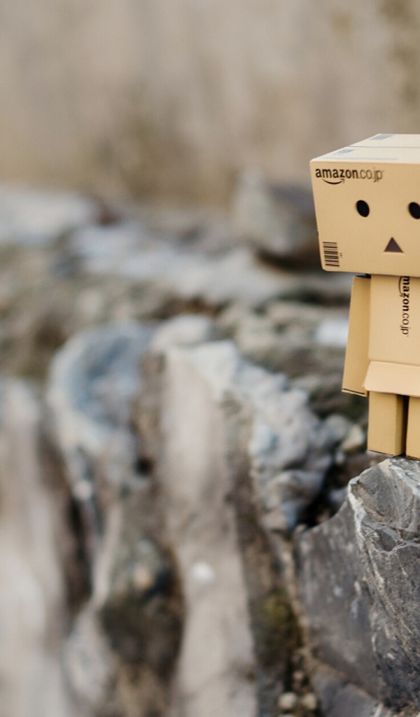 Картонный человечек на скале