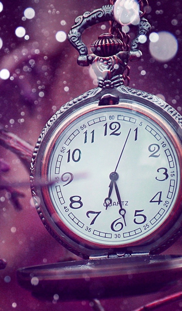 Часы среди снежинок