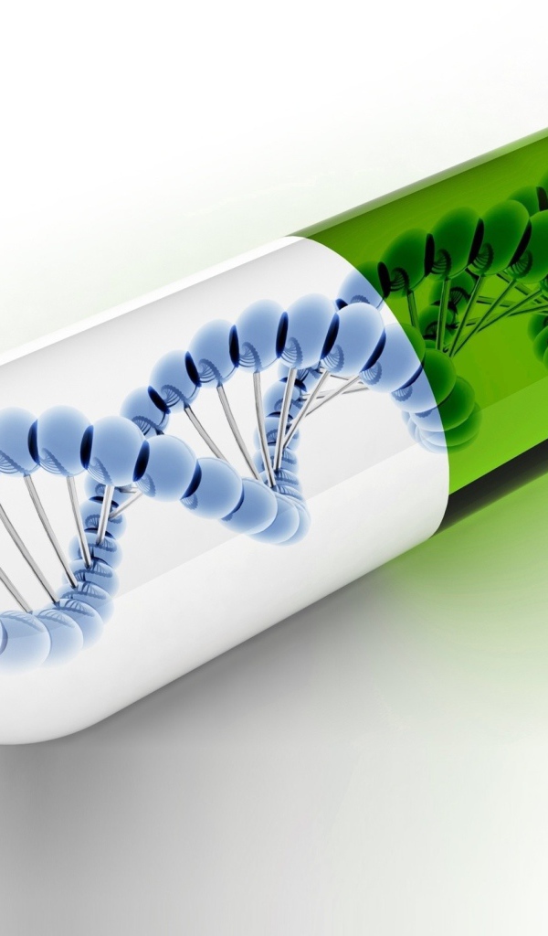 ДНК в капсуле, белый фон