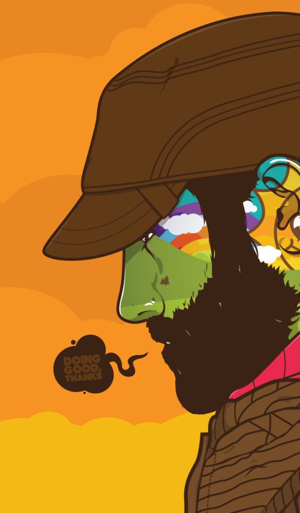 Эмоции в голове мужчины в кепке