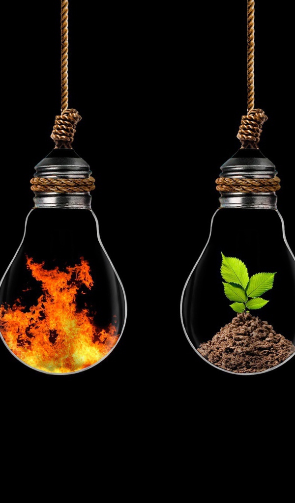 Четыре стихии в лампах на веревочках