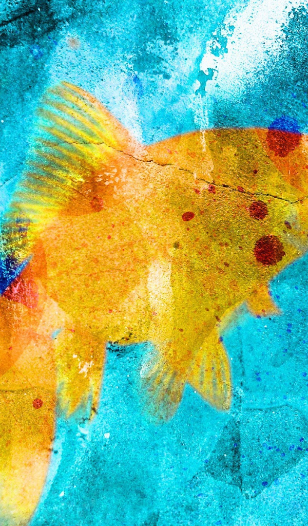 Граффити рыбка на голубом фоне