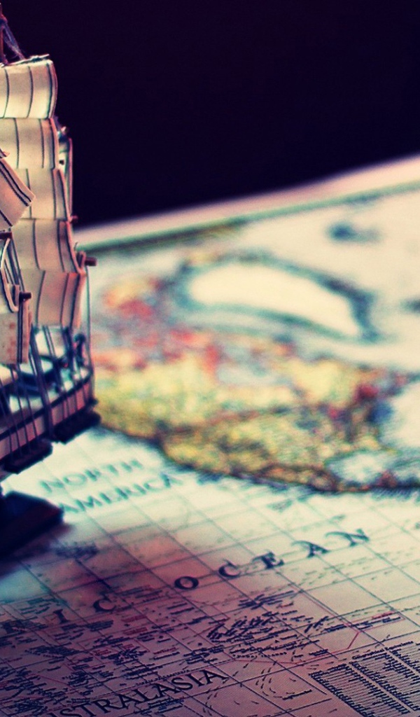 Модель корабля на карте мира