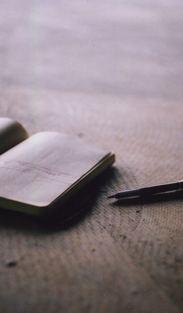 Записная книжка и ручка на полу