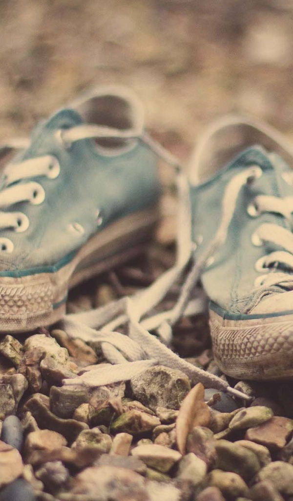 Старые кеды на гальке