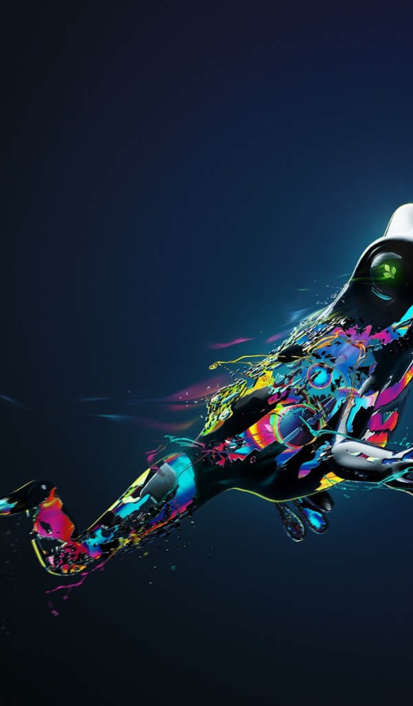 Радужная лягушка в прыжке