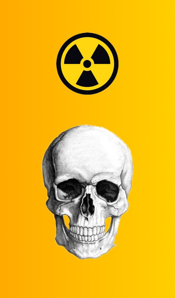 Череп и знак радиоактивной опасности