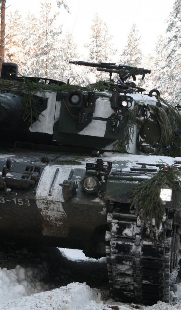 Танк в маскировке в лесу