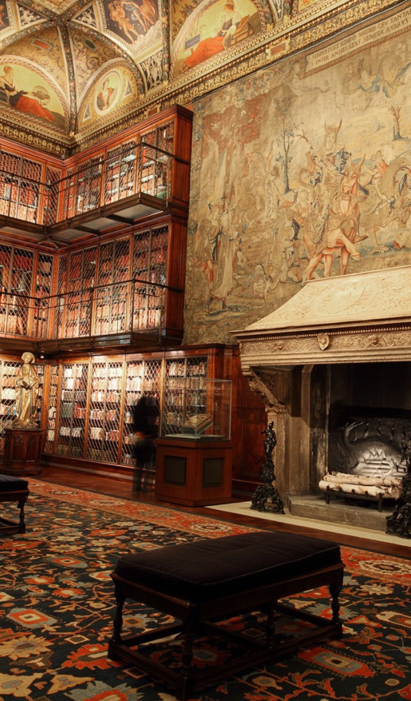 Гобелен над камином в библиотеке