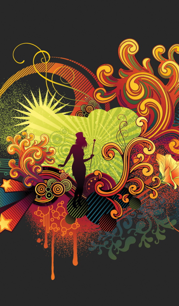 Силуэт девушки на орнаменте