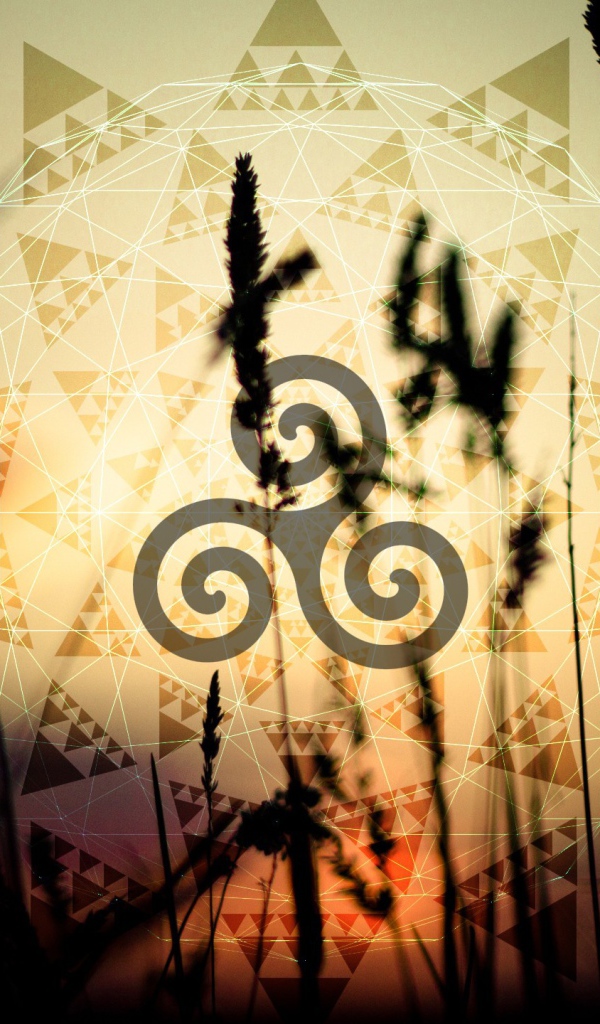 Символ солнца на фоне колосков