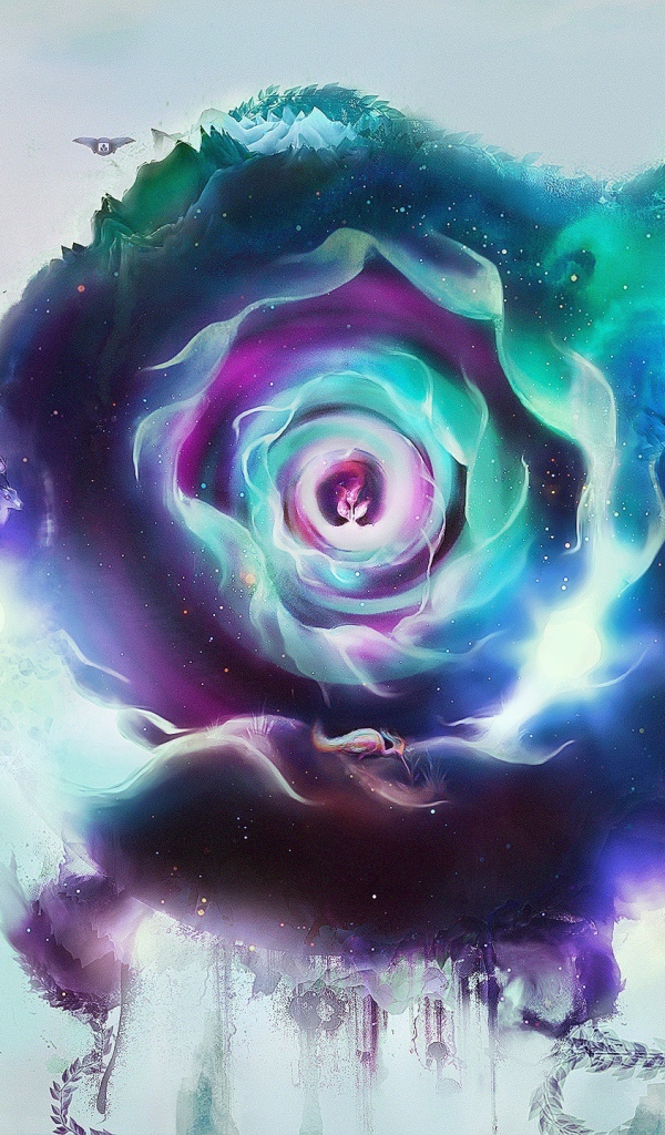 Вершины гор и птица