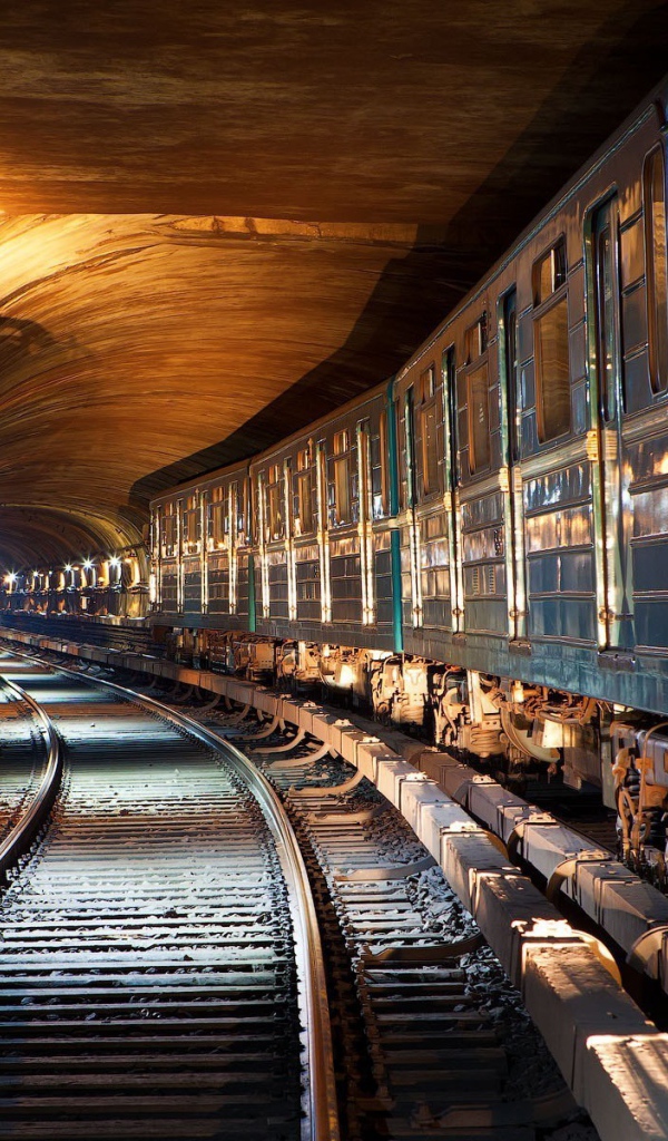 Поезда стоят в тоннеле метро