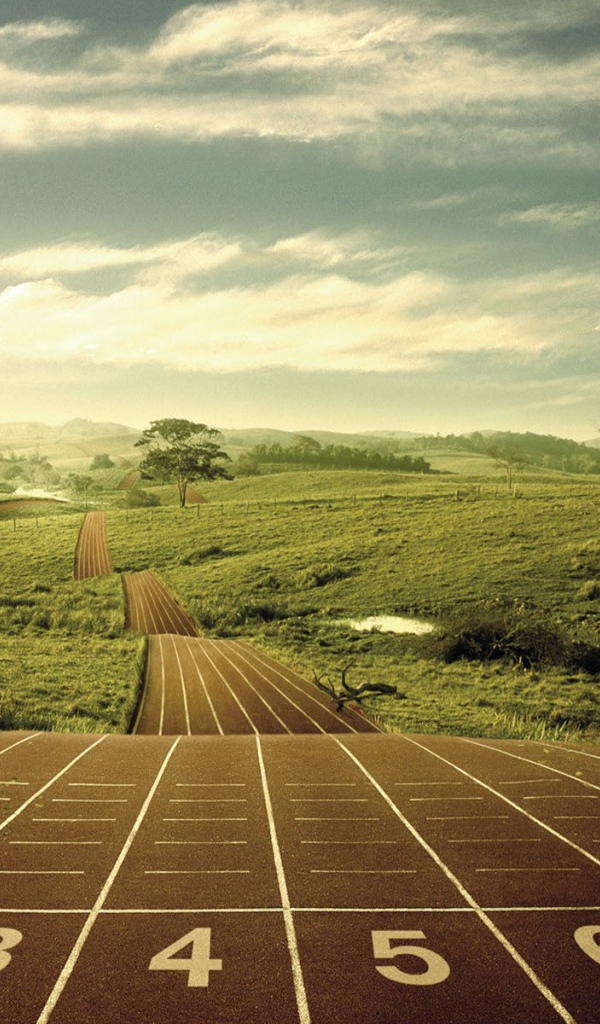 Беговая дорожка среди полей