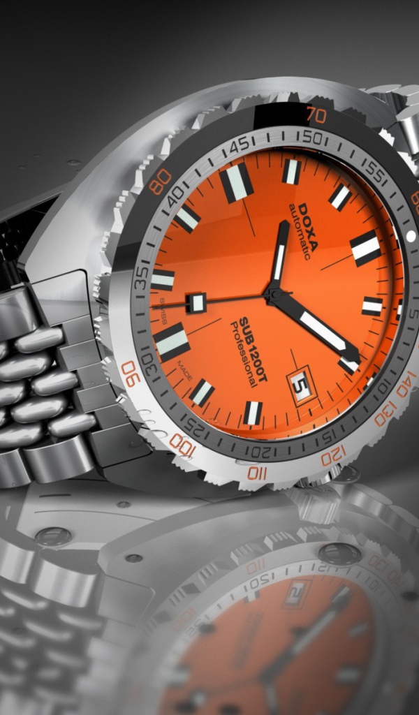 Часы Докса с оранжевым циферблатом