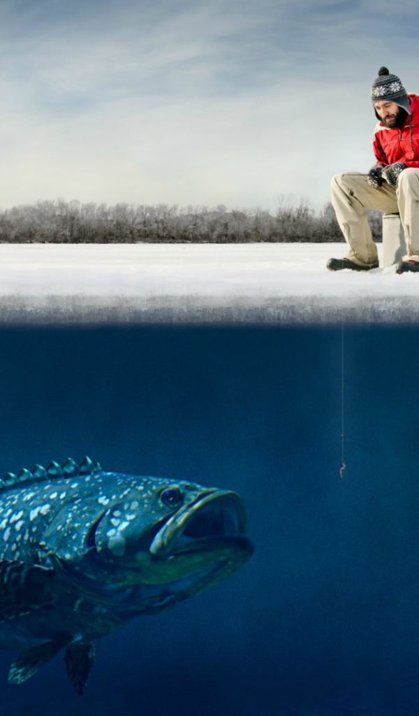 Зимняя рыбалка на озере