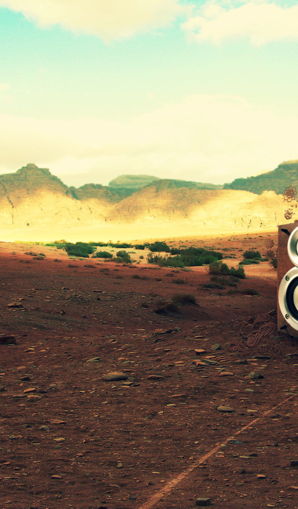 Музыкальная колонка в пустыне