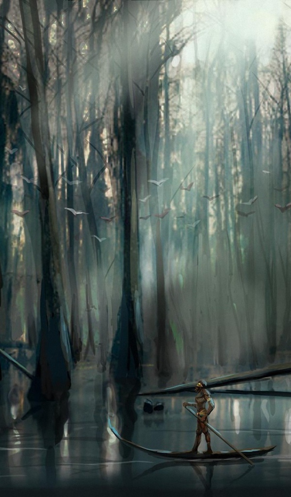 Путешествие на лодке в мертвом лесу