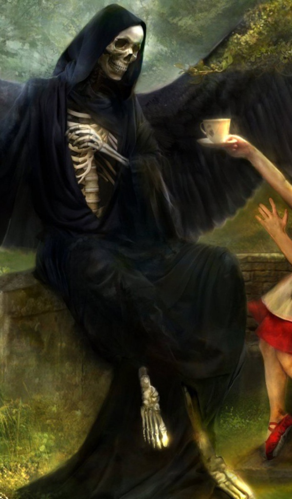 Девочка предлагает Смерти чашку чая 