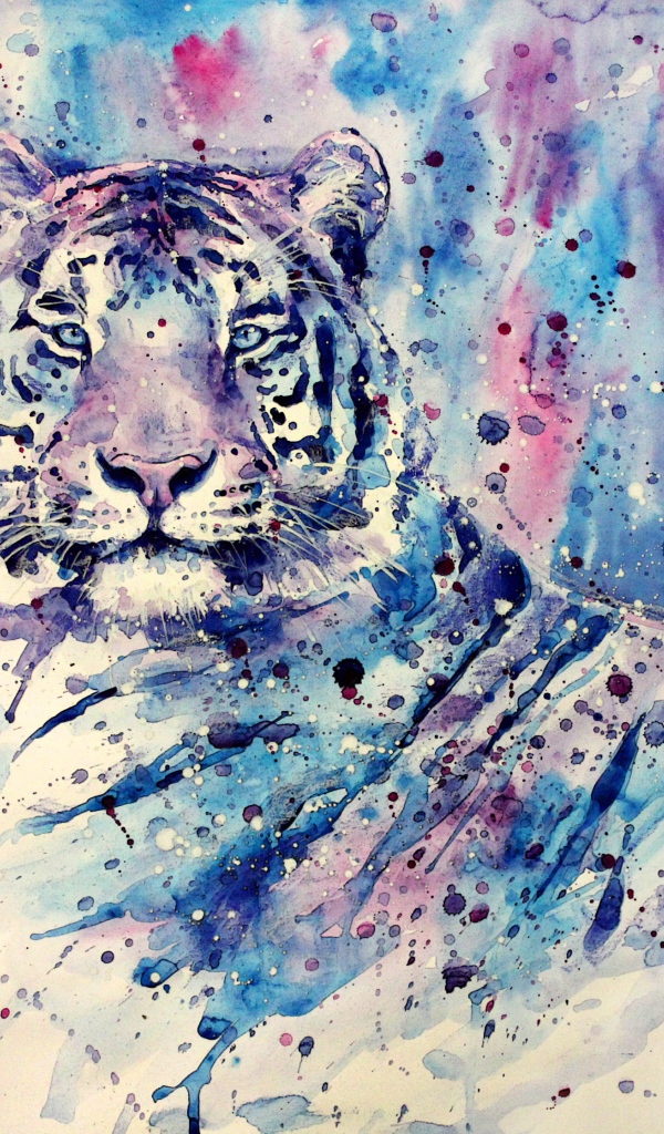 Изображение тигра в фиолетовых тонах