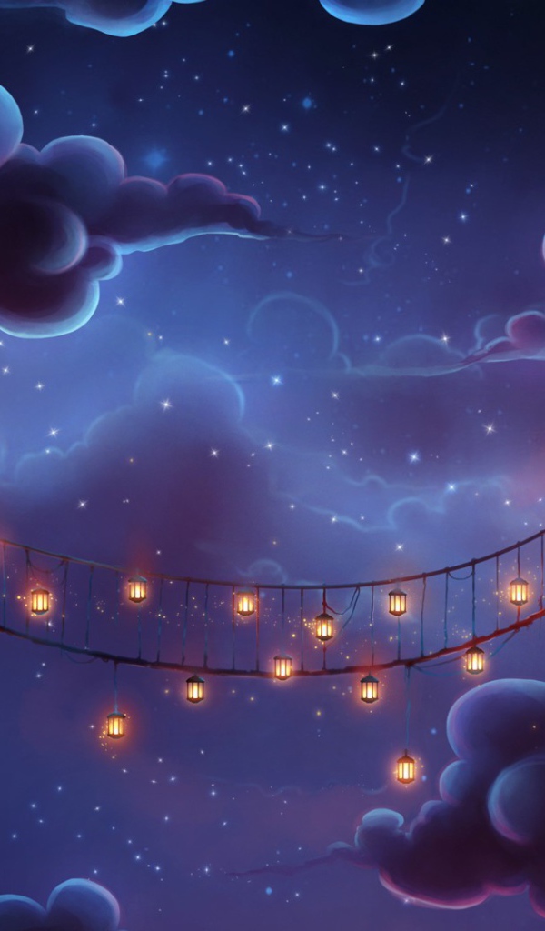 Ночные фонари на мосту