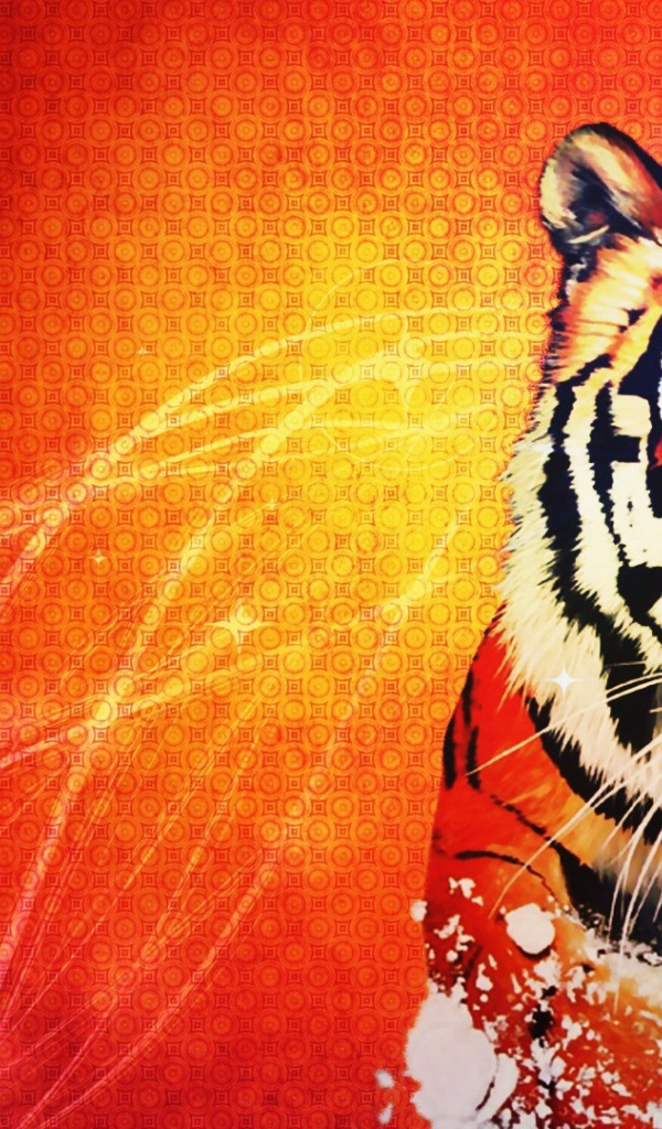 Orange tiger on an orange background