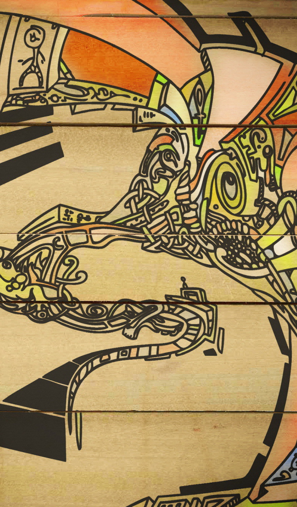 Рисунок на деревянной стене