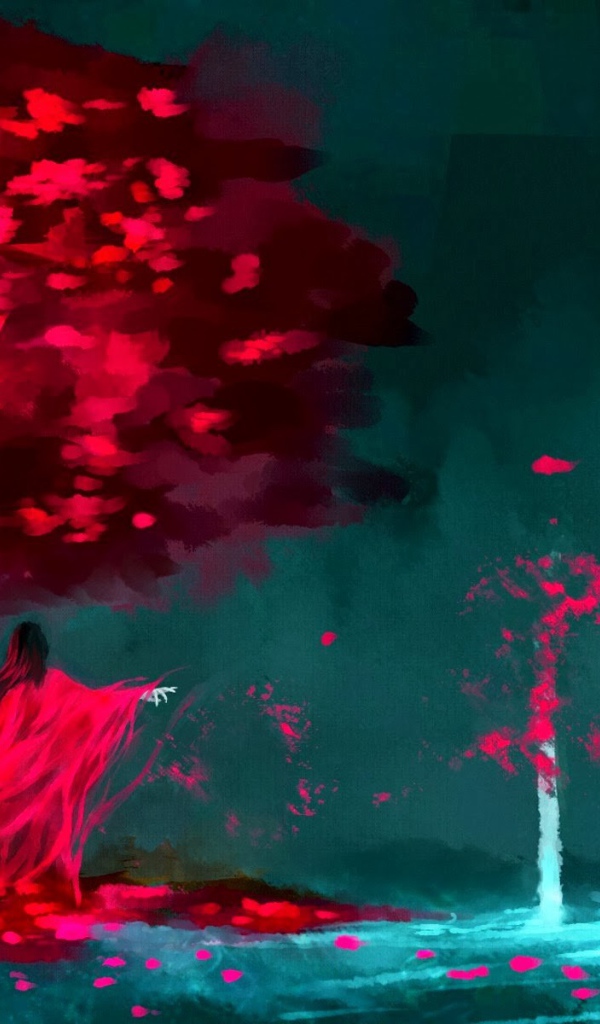 Красная колдунья под деревом, художник NanFe