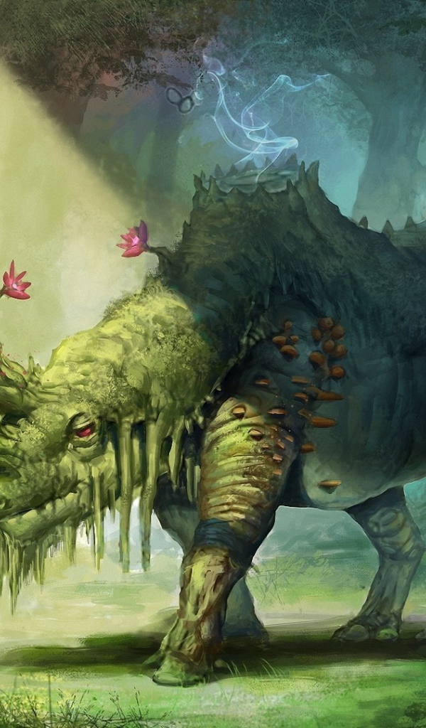 Носорог с цветами на голове