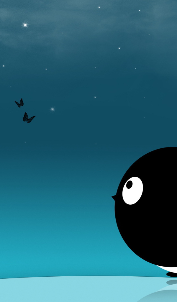 Ласточка смотрит на бабочек