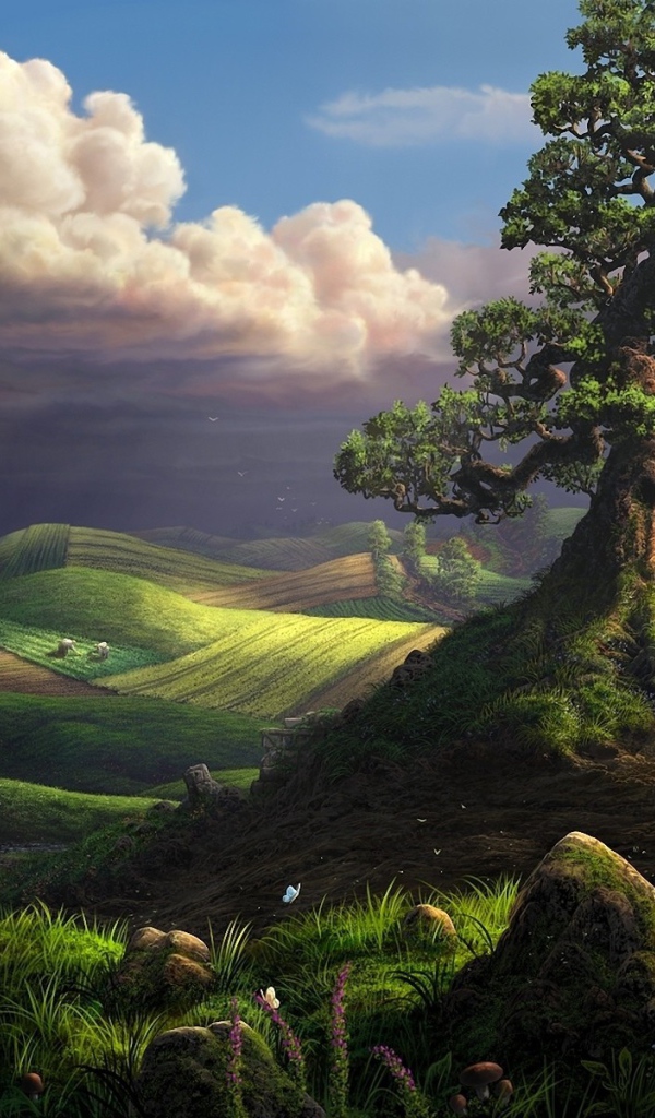 Сельская равнина на картине