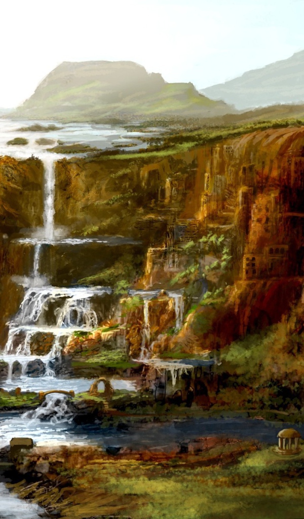 Ступенчатый водопад, рисунок