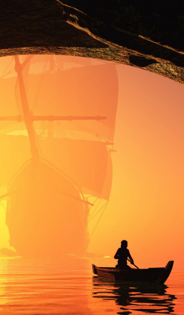 Заход лодки в пещеру