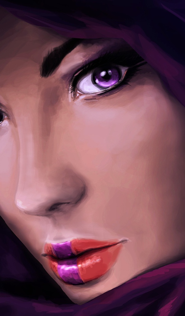 Изображение девушки с сиреневыми глазами