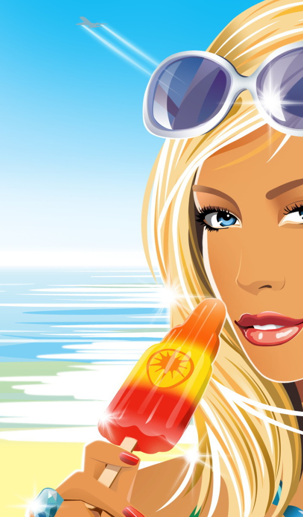 Девушка ест мороженое