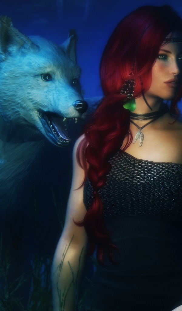 Девушка со своим ручным волком