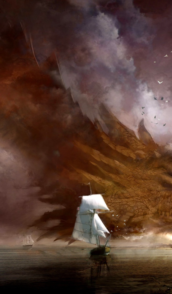 Огромный дракон в море