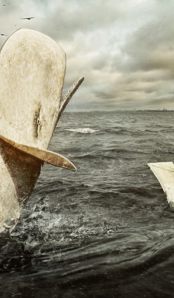 Мужчина в бумажном кораблике и касатка